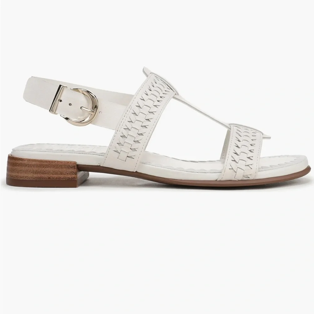 Naturalizer Warm White Woven Leather Slingback Sandals size 10 Wide Width